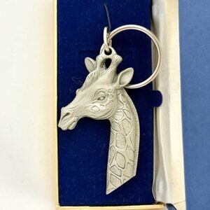 Rare Vintage  Fort New in Box Large Giraffe Keychain Pewter